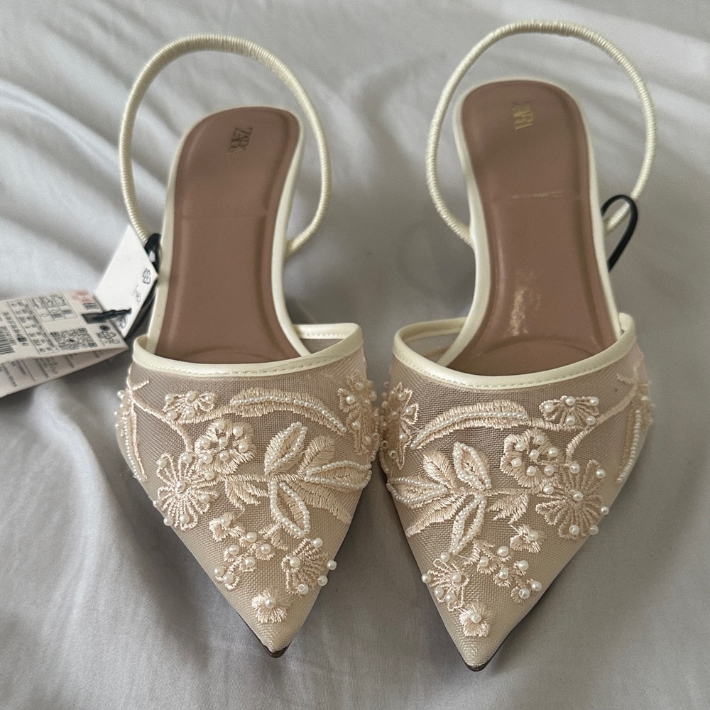 Embroidered mesh zara  Women's heels